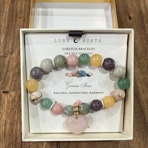 Luna Norte Stretch Bracelet with Multicolor Genuine Stones NWT